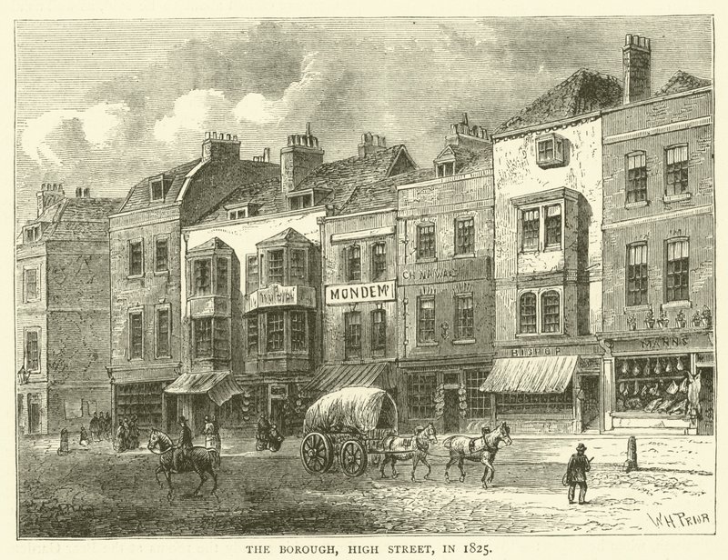 Il Borough, High Street, nel 1825 da English School
