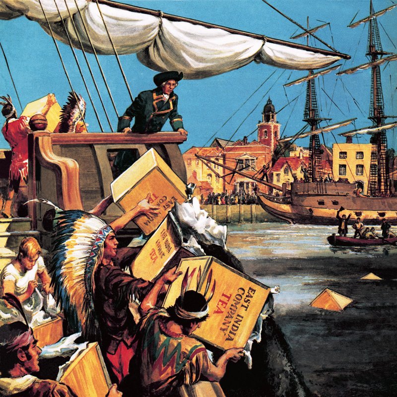 Il Boston Tea Party (litografia) da English School