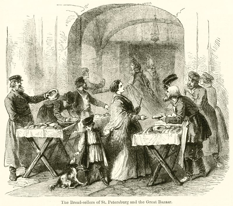 I venditori di pane di San Pietroburgo e il Grande Bazar da English School