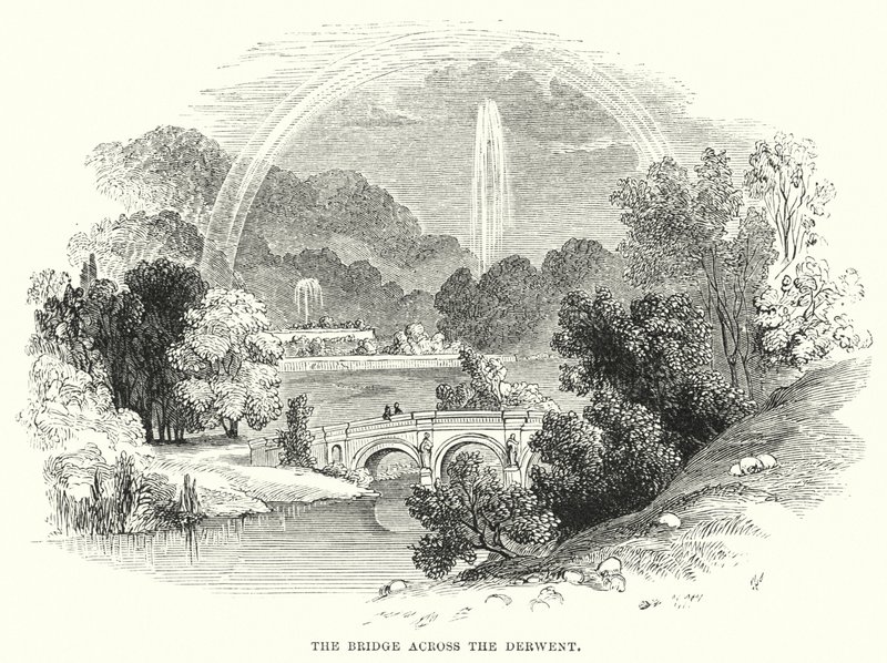 Il ponte sul Derwent (incisione) da English School