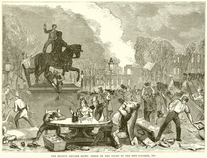I disordini per la riforma di Bristol: scena nella notte del 30 ottobre 1831 da English School