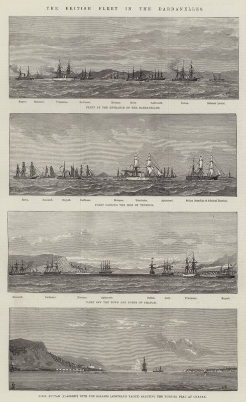 La flotta britannica nei Dardanelli da English School