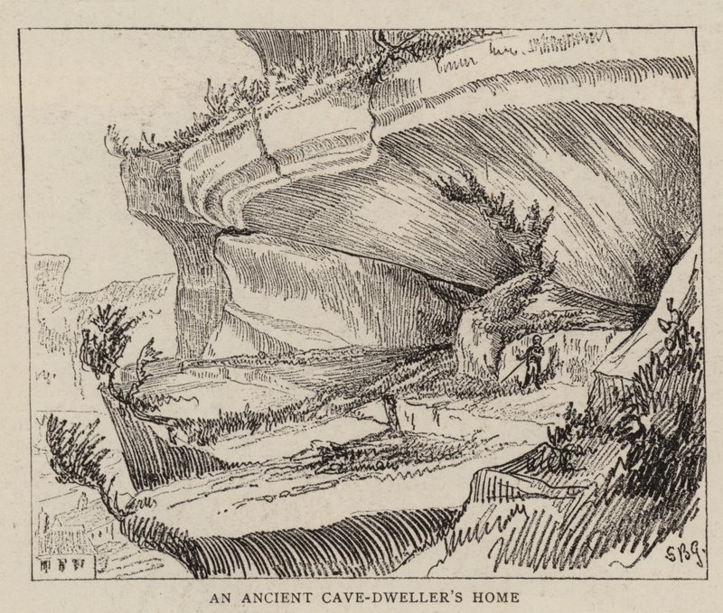 Gli abitanti delle caverne della Vézère (incisione) da English School