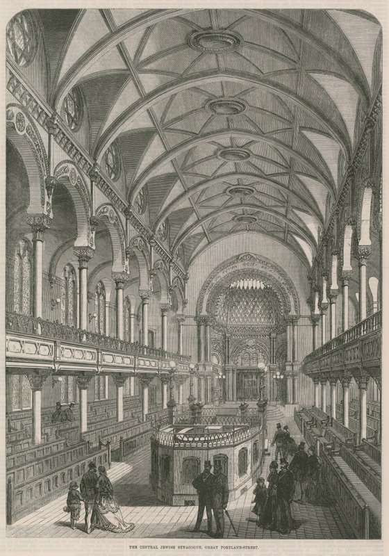La Sinagoga Ebraica Centrale, Great Portland Street, Londra da English School