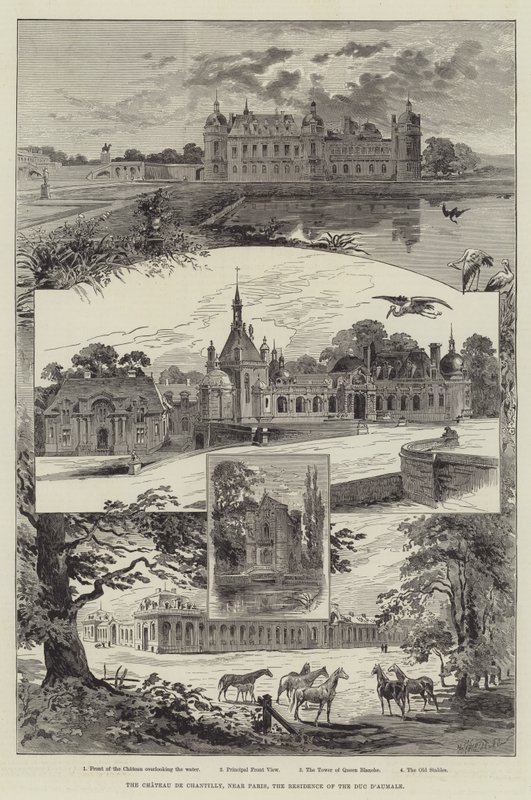 Il Castello di Chantilly, vicino a Parigi, residenza del Duca d