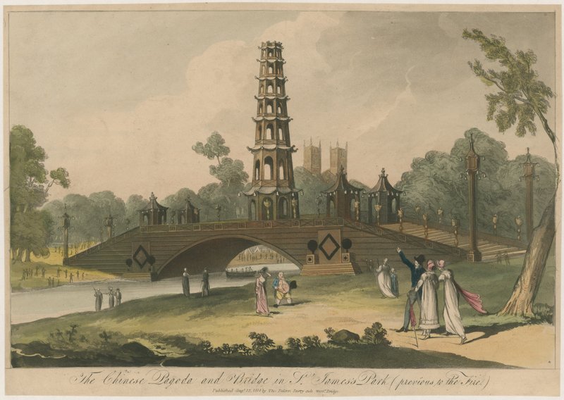La Pagoda Cinese e il Ponte nel Parco di St James (prima dell