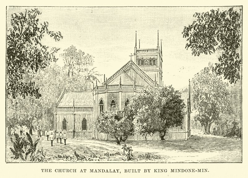 La chiesa a Mandalay, costruita dal re Mindone-Min da English School