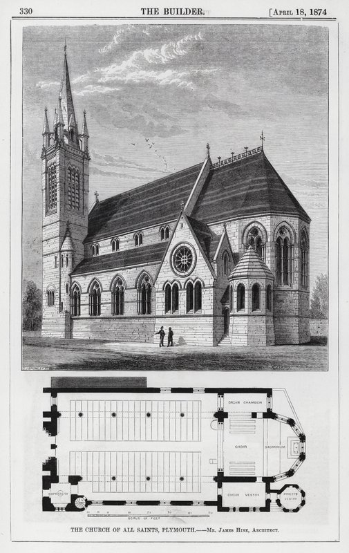La Chiesa di Tutti i Santi, Plymouth (incisione) da English School