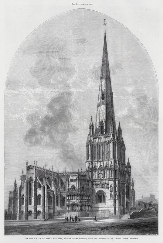 La Chiesa di Santa Maria Redcliff, Bristol (incisione) da English School