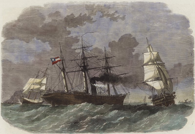 Il sloop da guerra confederato Sumter cattura due mercantili federali al largo di Gibilterra da English School
