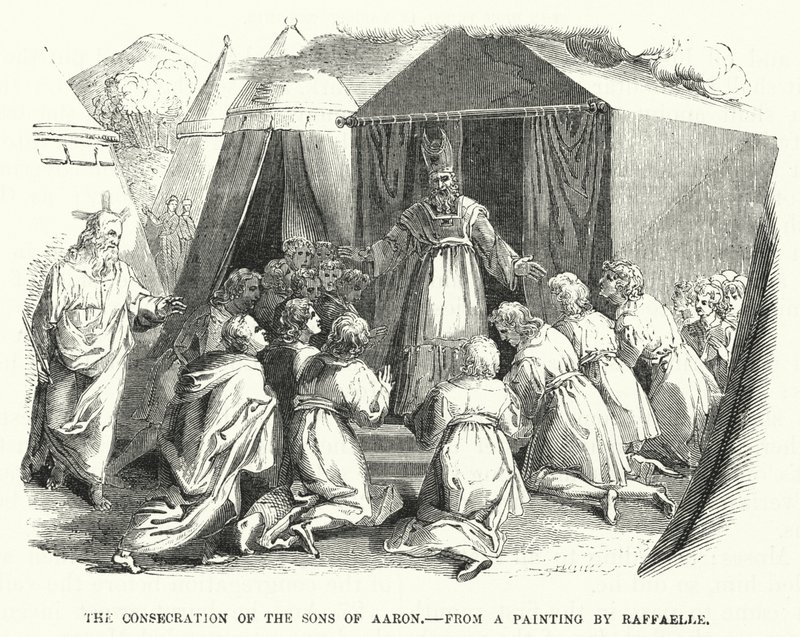 La consacrazione dei figli di Aronne (incisione) da English School