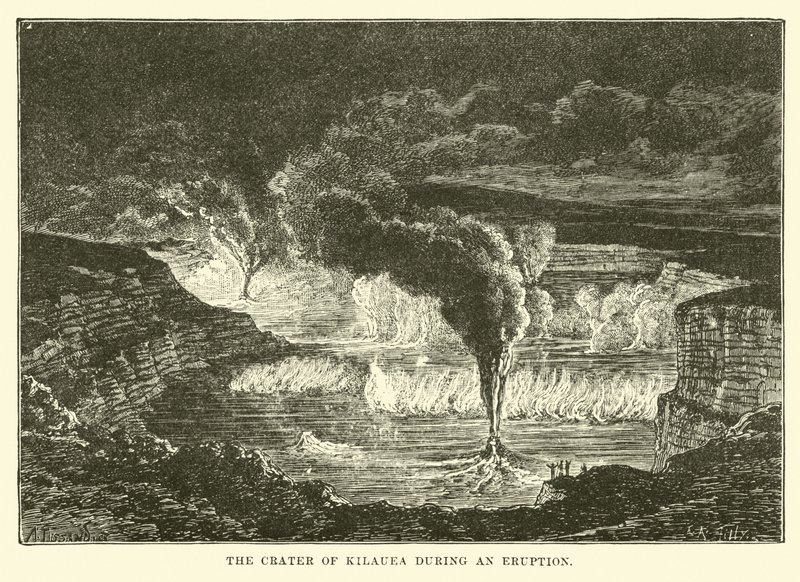 Il cratere di Kilauea durante un