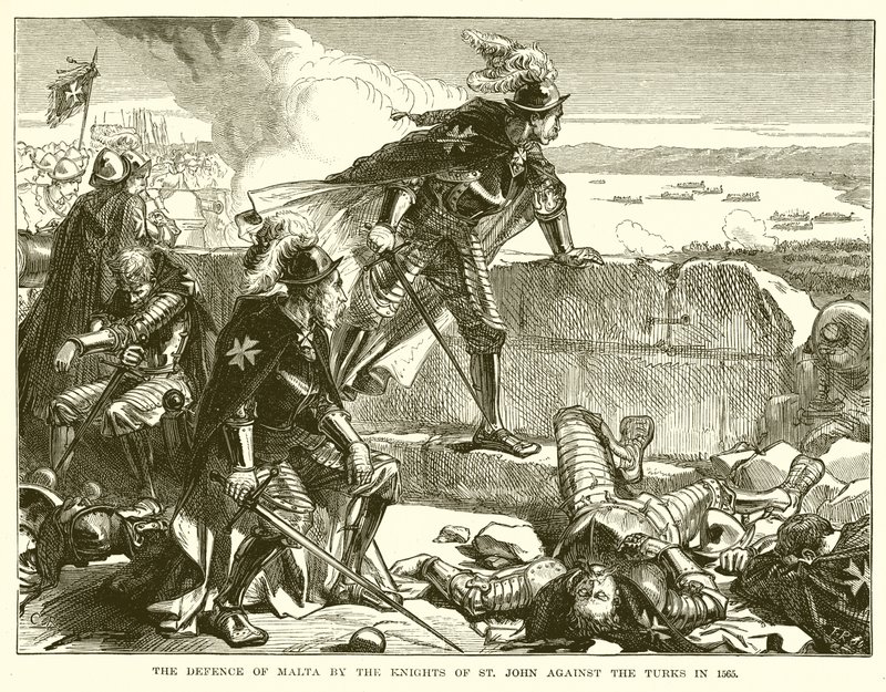 La difesa di Malta da parte dei Cavalieri di San Giovanni contro i Turchi nel 1565 da English School