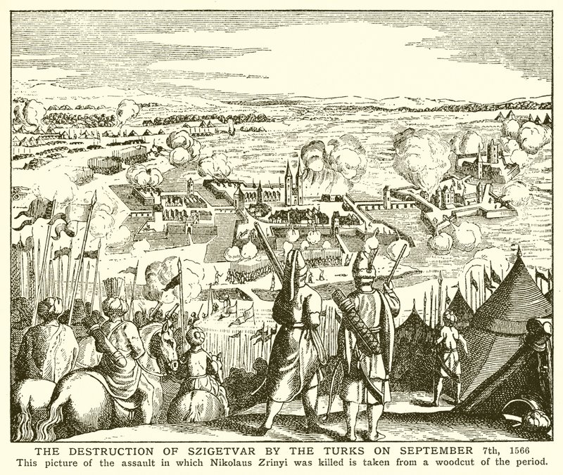 La distruzione di Szigetvar da parte dei turchi il 7 settembre 1566 da English School