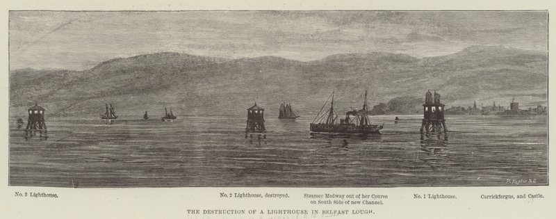 La distruzione di un faro a Belfast Lough da English School