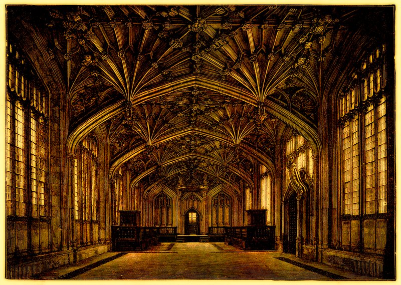 La Divinity School, Oxford: costruita tra il 1445 e il 1454, illustrazione da A Students History of England di Samuel R. Gardiner, pubblicato 1902 da English School