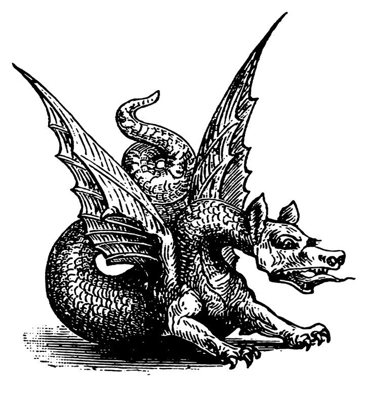 Il drago della favola (incisione) da English School