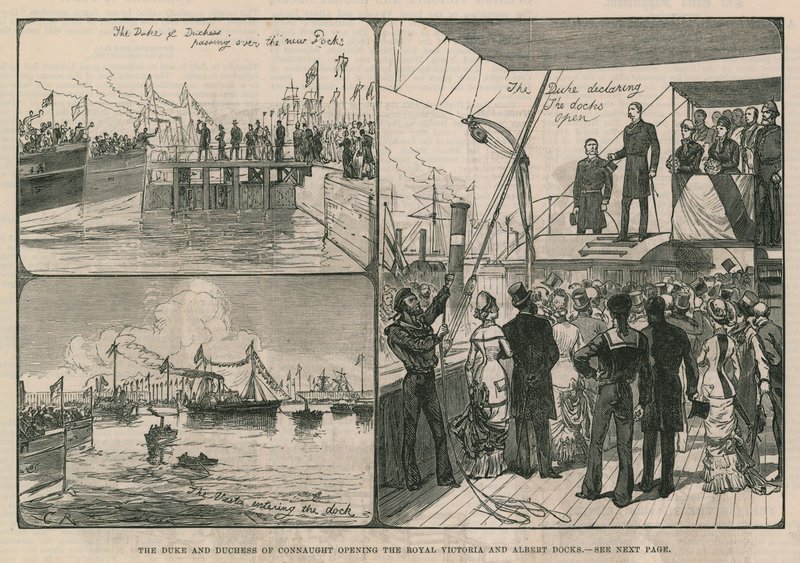 Il Duca e la Duchessa di Connaught inaugurano i Royal Victoria and Albert Docks da English School