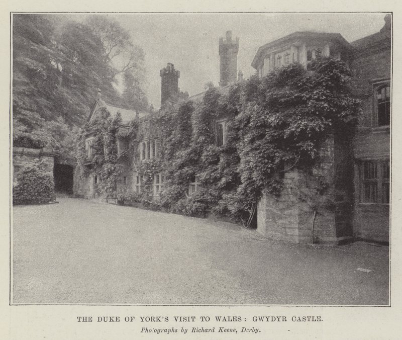 La visita del Duca di York in Galles, castello di Gwydyr (incisione) da English School