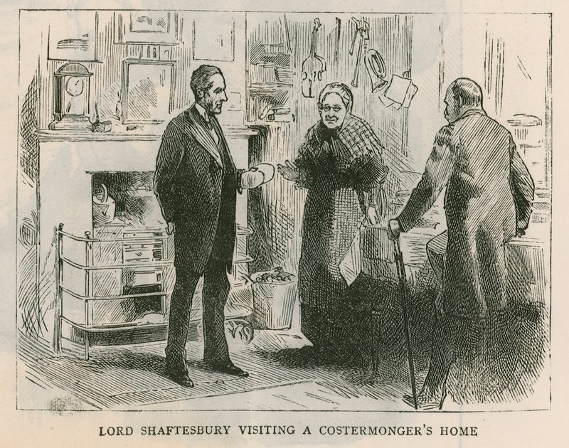 Il conte di Shaftesbury; Lord Shaftesbury visita la casa di un costermonger da English School