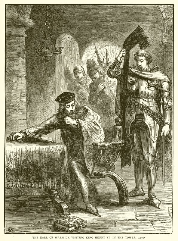 Il conte di Warwick che visita il re Enrico VI nella Torre, 1470 da English School