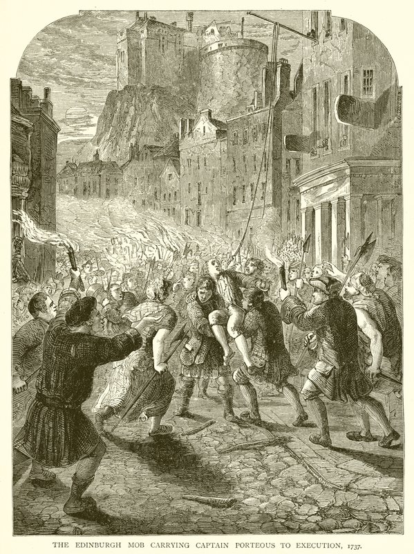 La folla di Edimburgo porta il capitano Porteous all
