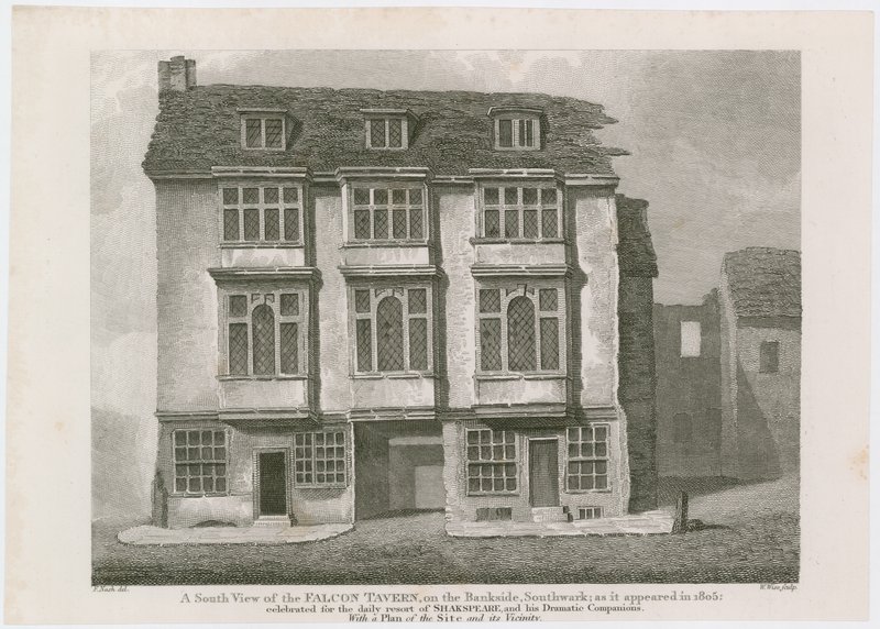 La Taverna del Falcone a Bankside, Southwark. Come appariva nel 1805 da English School