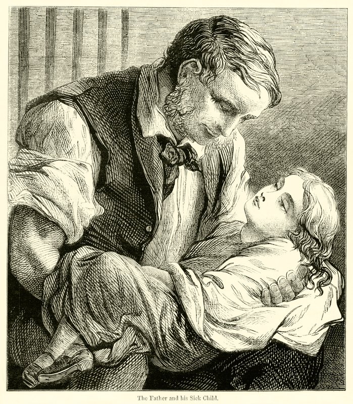 Il padre e il suo bambino malato da English School