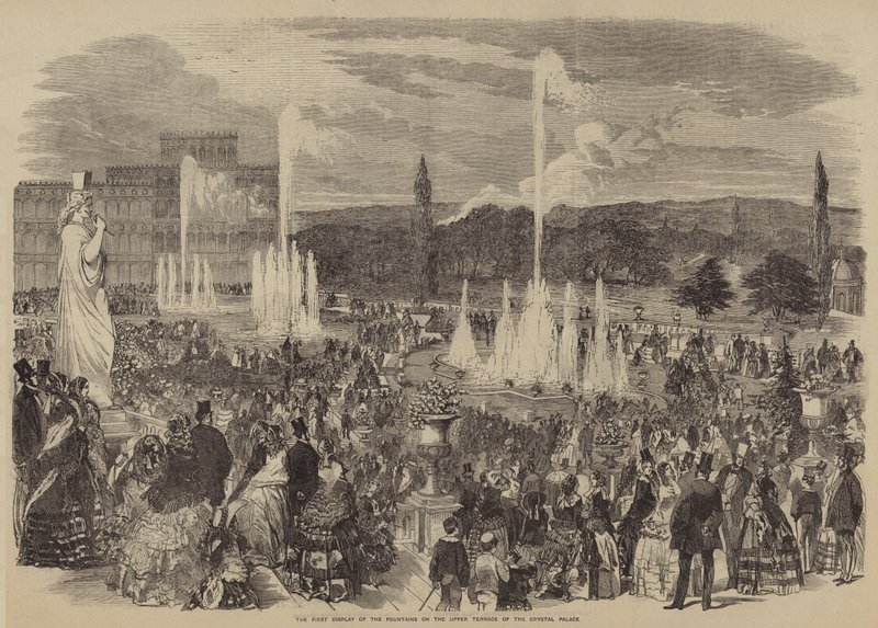La prima esibizione delle fontane sulla terrazza superiore del Crystal Palace da English School