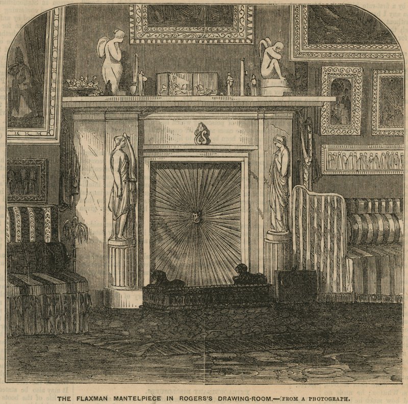 Il caminetto Flaxman nel salotto del poeta Rogers, casa di Rogers, St James
