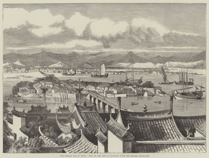 La Guerra Francese in Cina, Vista della Città di Foochow, dal Consolato Britannico da English School