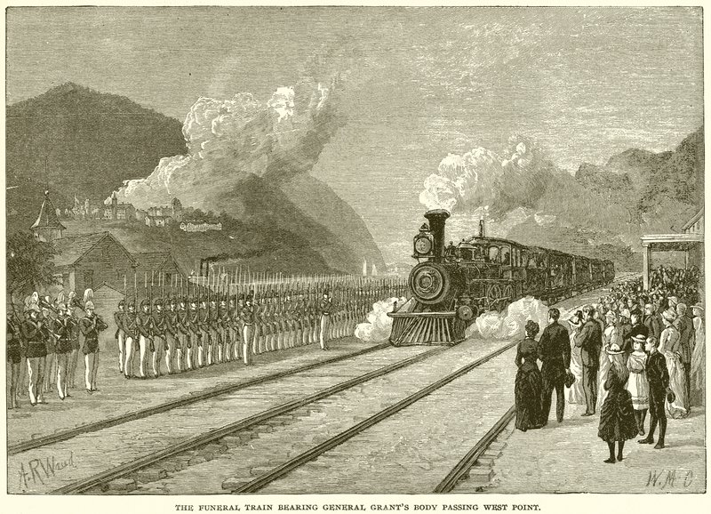 Il treno funebre che trasporta il corpo del generale Grant passando per West Point da English School