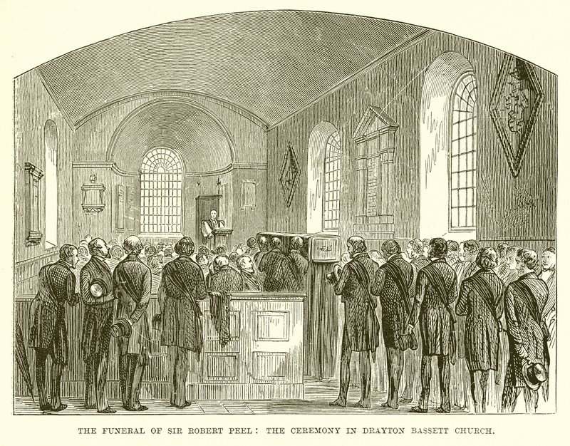 Il funerale di Sir Robert Peel: La cerimonia nella chiesa di Drayton Bassett da English School