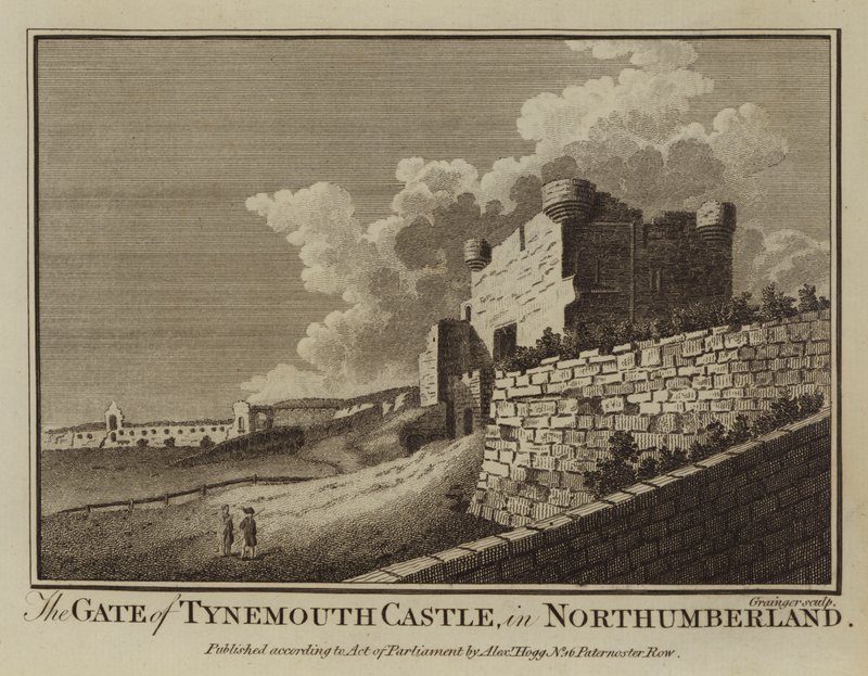 La Porta del Castello di Tynemouth, nel Northumberland (incisione) da English School