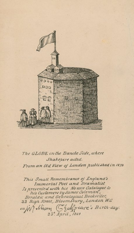 Il Globe, Bankside, Londra, basato su una vecchia veduta di Londra pubblicata nel 1579 da English School