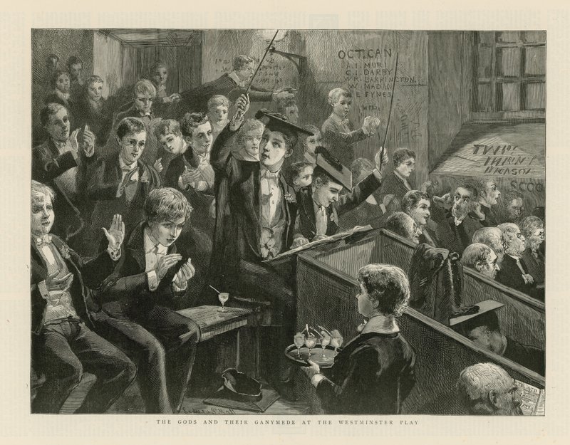 Gli dei e il loro Ganimede alla rappresentazione teatrale di Westminster da English School