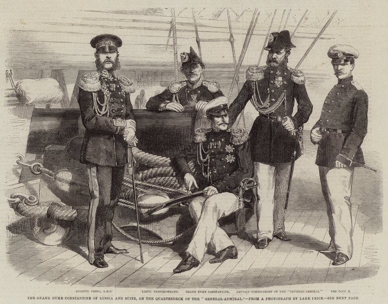 Il Granduca Costantino di Russia e Suite, sul Ponte di Comando del "General-Admiral" da English School