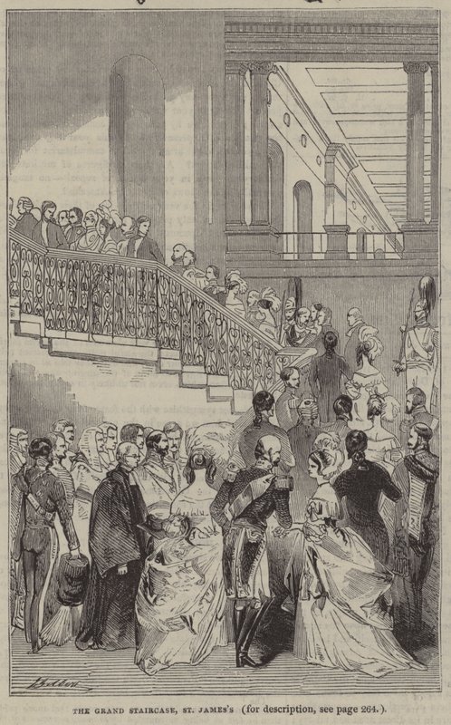 La Grande Scalinata, Palazzo di St James, Londra, Una Sala da Disegno da English School
