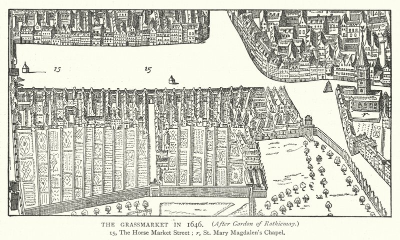 Il Grassmarket nel 1646 da English School