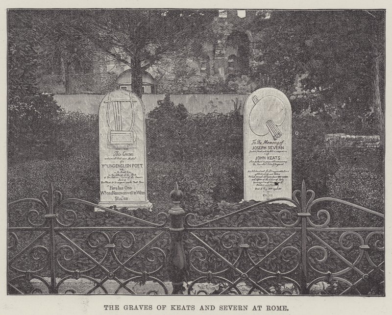 Le tombe di Keats e Severn a Roma (incisione) da English School