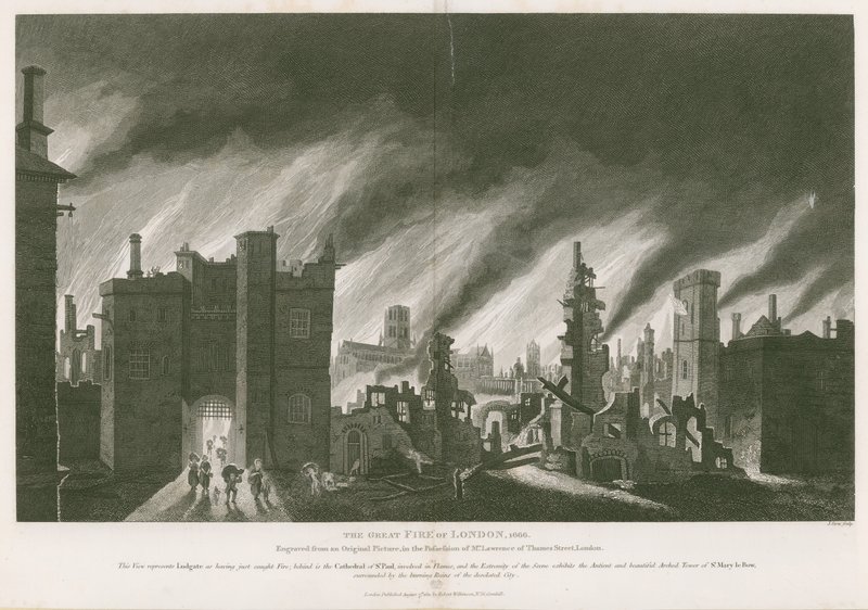Il grande incendio di Londra, 1666 da English School