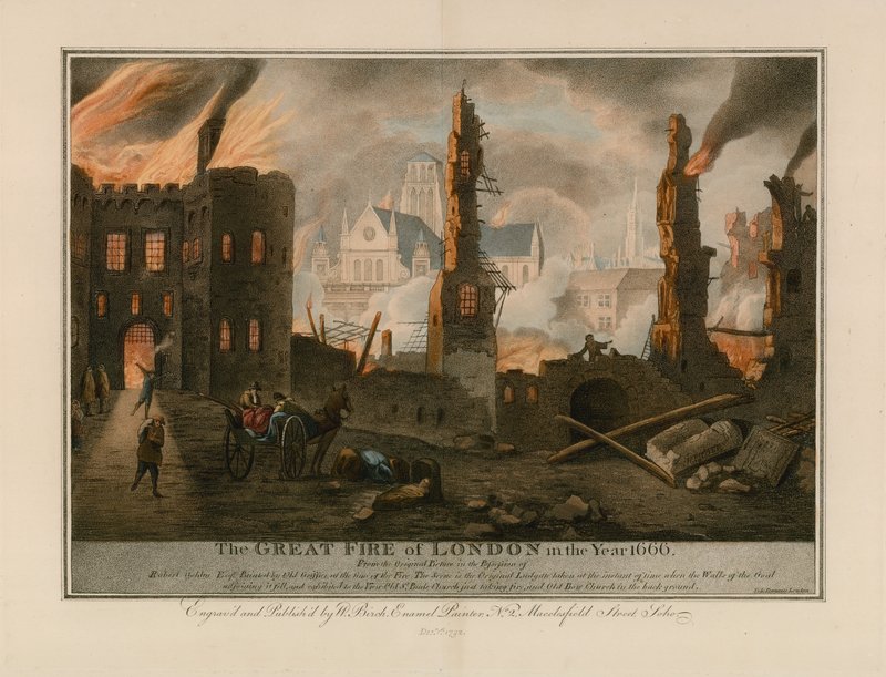 Il Grande Incendio di Londra del 1666 da English School