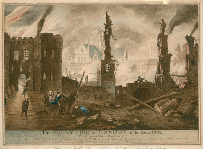 Il grande incendio di Londra nel 1666 da English School