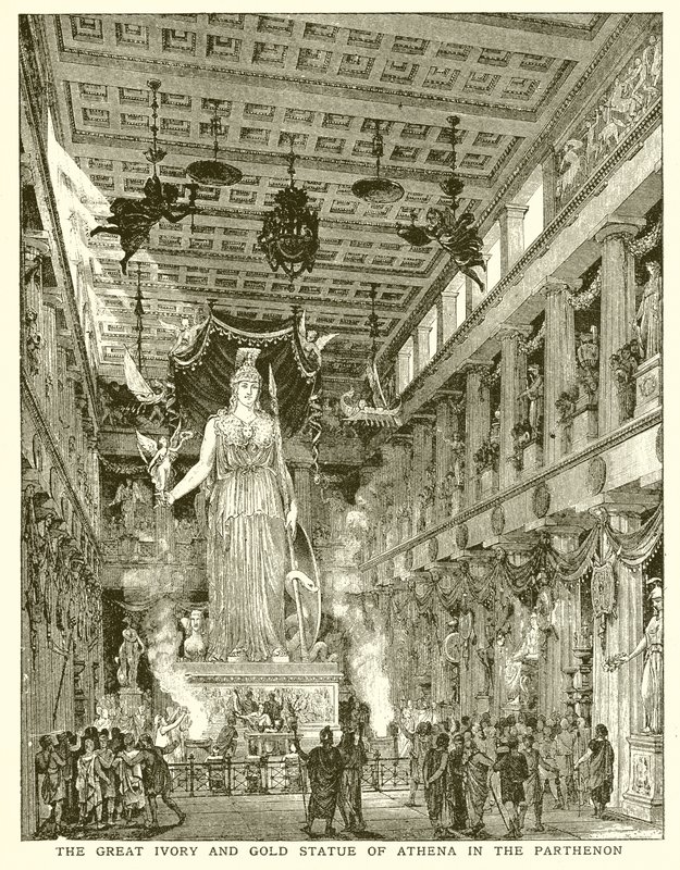 La grande statua di avorio e oro di Atena nel Partenone da English School