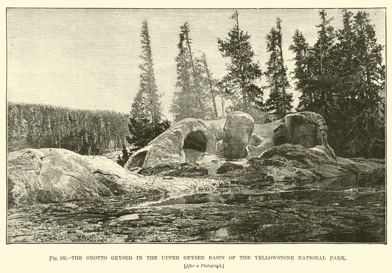 Il Geyser Grotto nel bacino superiore dei geyser del Parco Nazionale di Yellowstone da English School