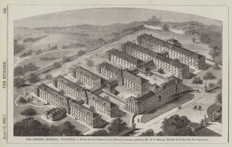 Ospedale Herbert, Woolwich, eretto secondo i progetti del Capitano Douglas Galton da English School