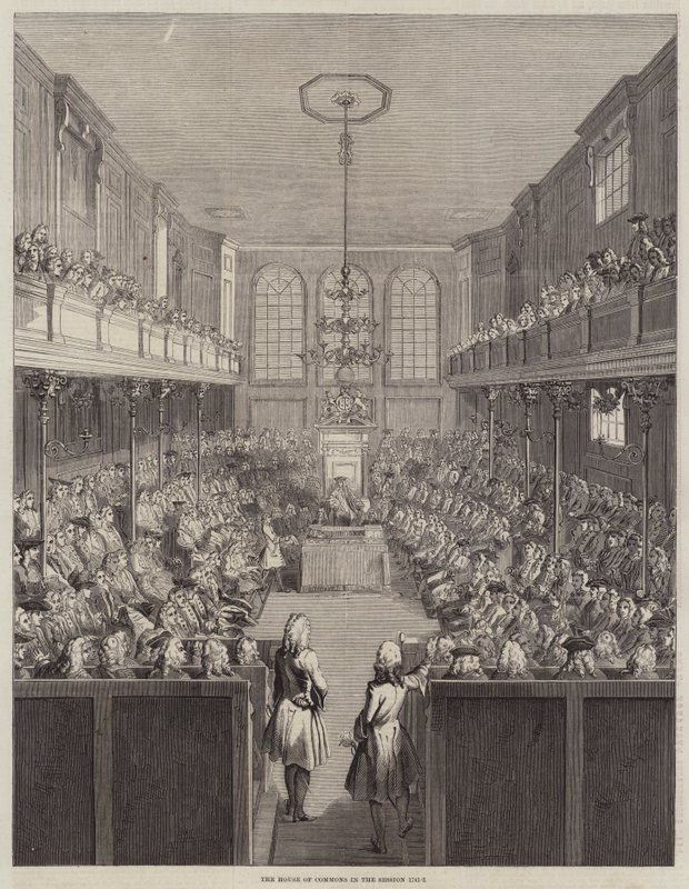 La Camera dei Comuni nella sessione 1741-2 (incisione) da English School