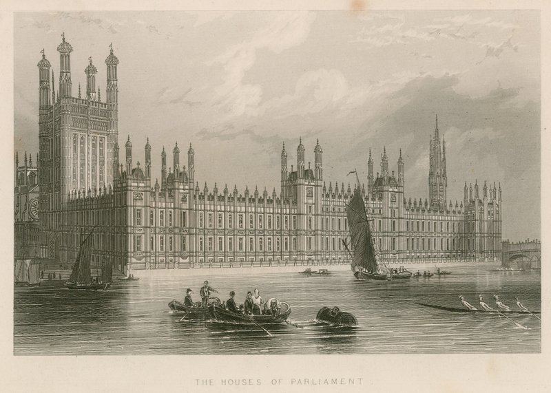 Le Case del Parlamento, Palazzo di Westminster, Londra da English School