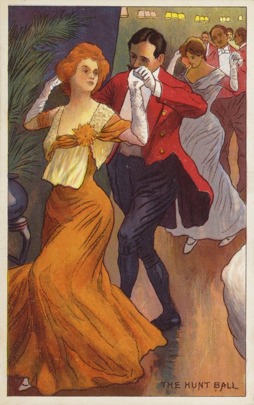 Il ballo della caccia (litografia a colori) da English School