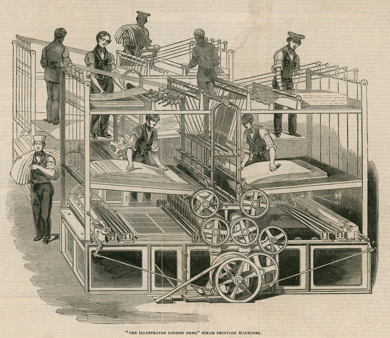 Le macchine da stampa a vapore di The Illustrated London News da English School